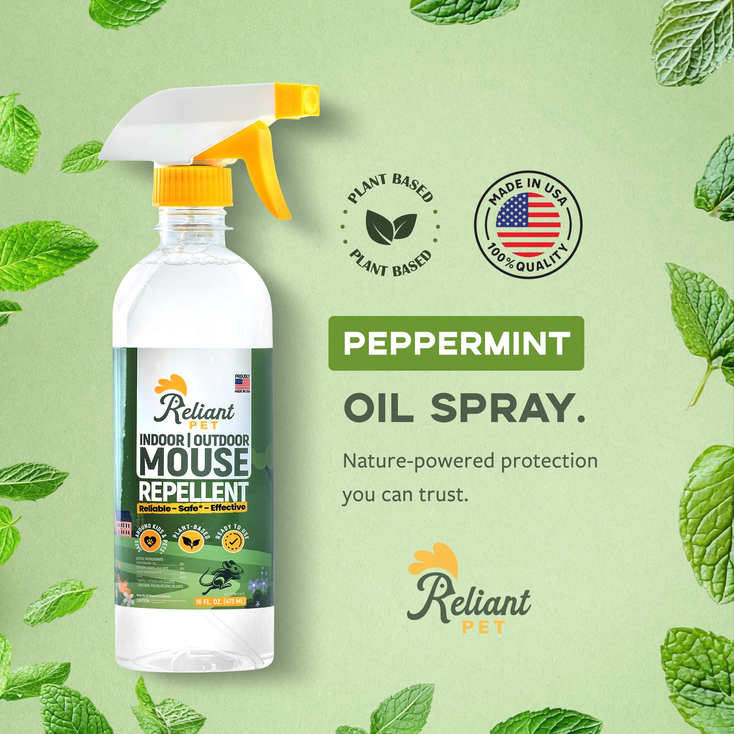 Mouse Repellent Spray - 16oz - Made With Peppermint Oil - Safe to Use Around Kids & Pets