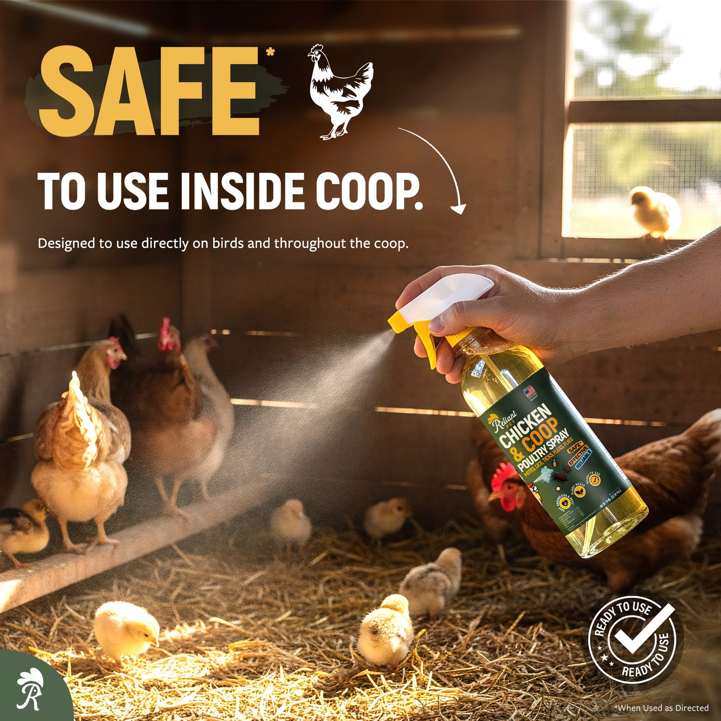 Chicken and Coop Poultry Spray - Safe to Spray On Chicken - No egg withdrawal needed