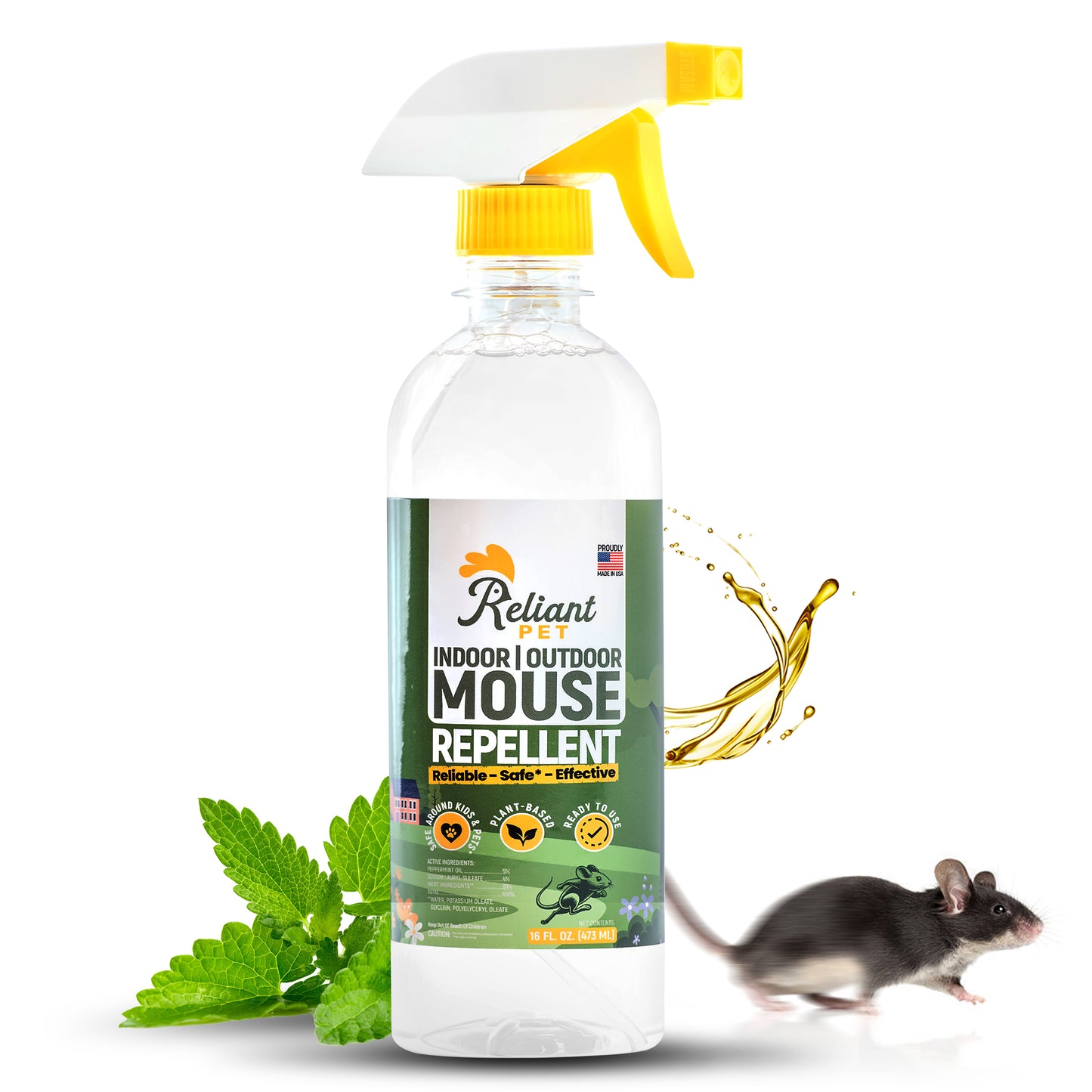 Mouse Repellent Spray - 16oz - Made With Peppermint Oil - Safe to Use Around Kids & Pets