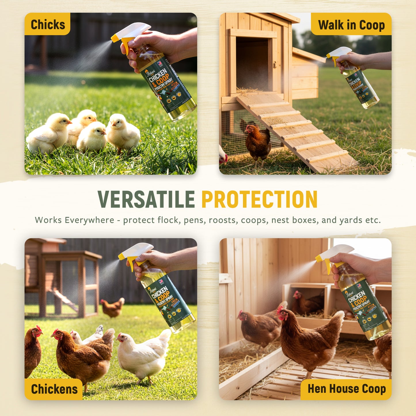 Chicken and Coop Poultry Spray - Safe to Spray On Chicken - No egg withdrawal needed