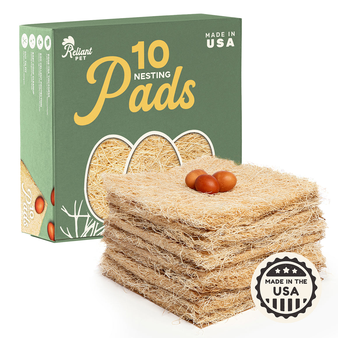 Reliant Pet - Chicken Nesting Pads for Chicken Coop - 13" x 13" - (10 Pack)